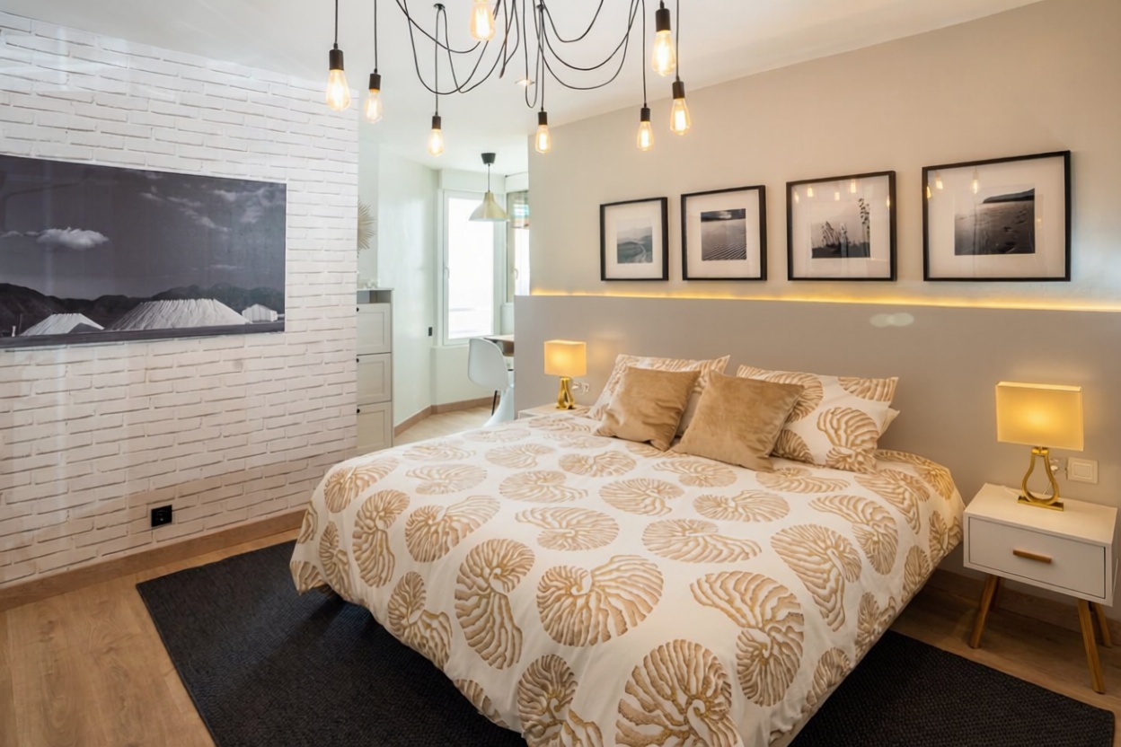 Appartement en attique en première ligne de mer à Roquetas de Mar — Chambre