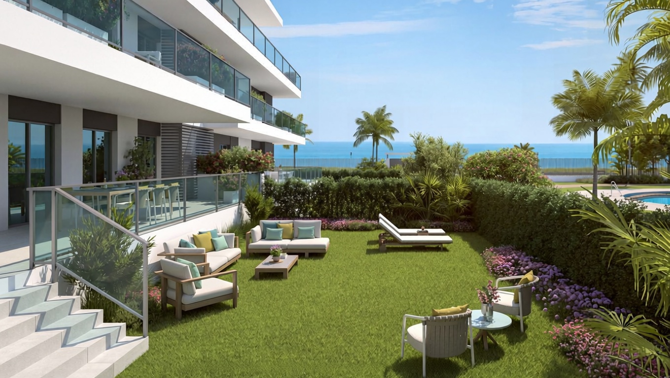 Apartamento em primeira linha de praia em El Ejido — Terraço mar