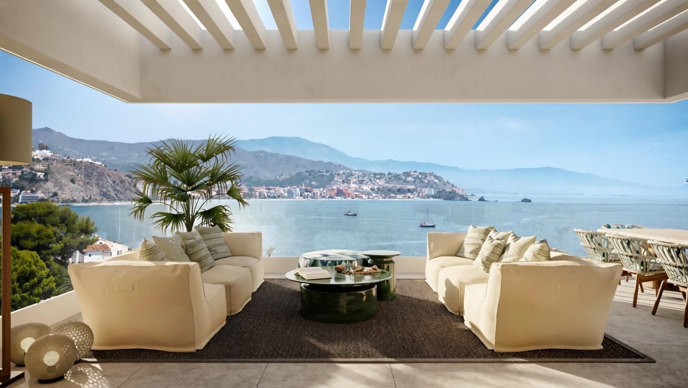 Chalet avec accès direct à la plage à Almuñécar — Terrasse mer
