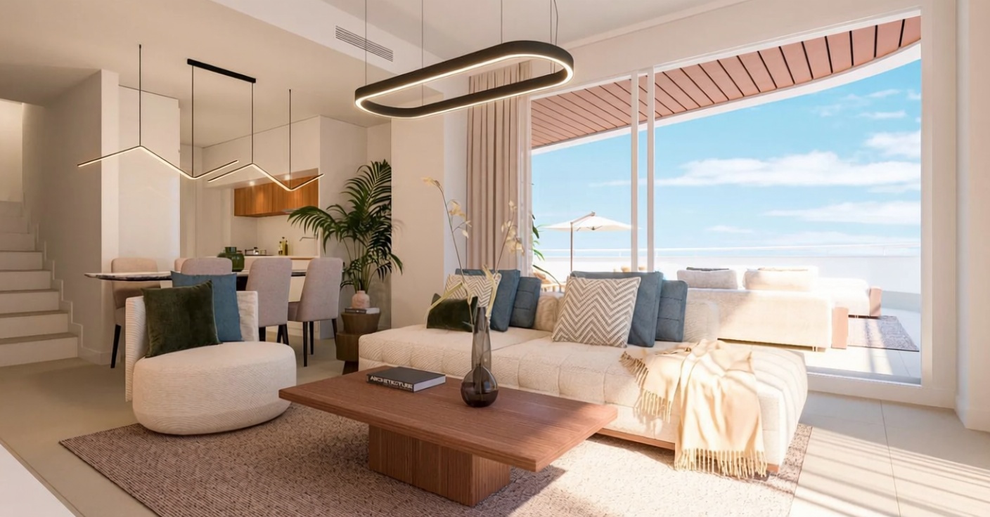 Apartamento em primeira linha de praia em Torrox — Sala