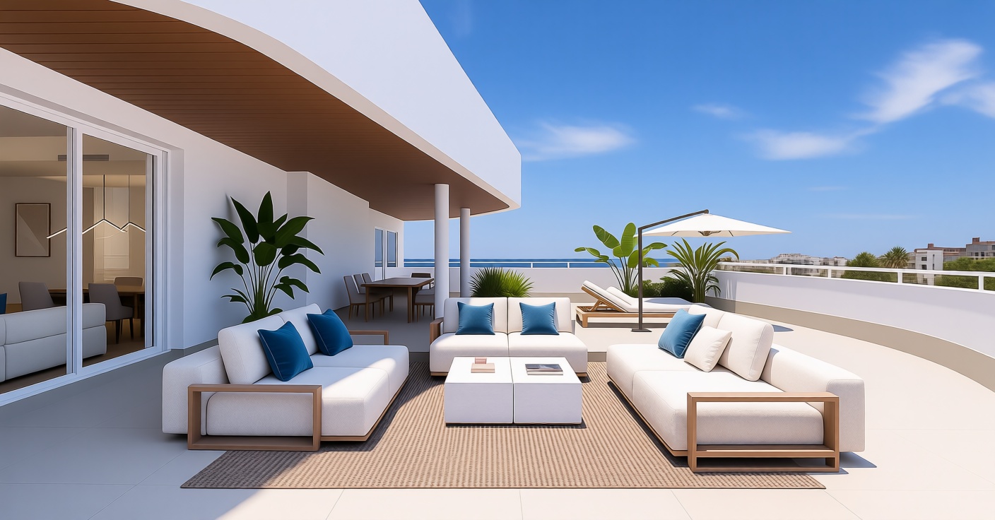 Apartamento em primeira linha de praia em Torrox — Terraço mar