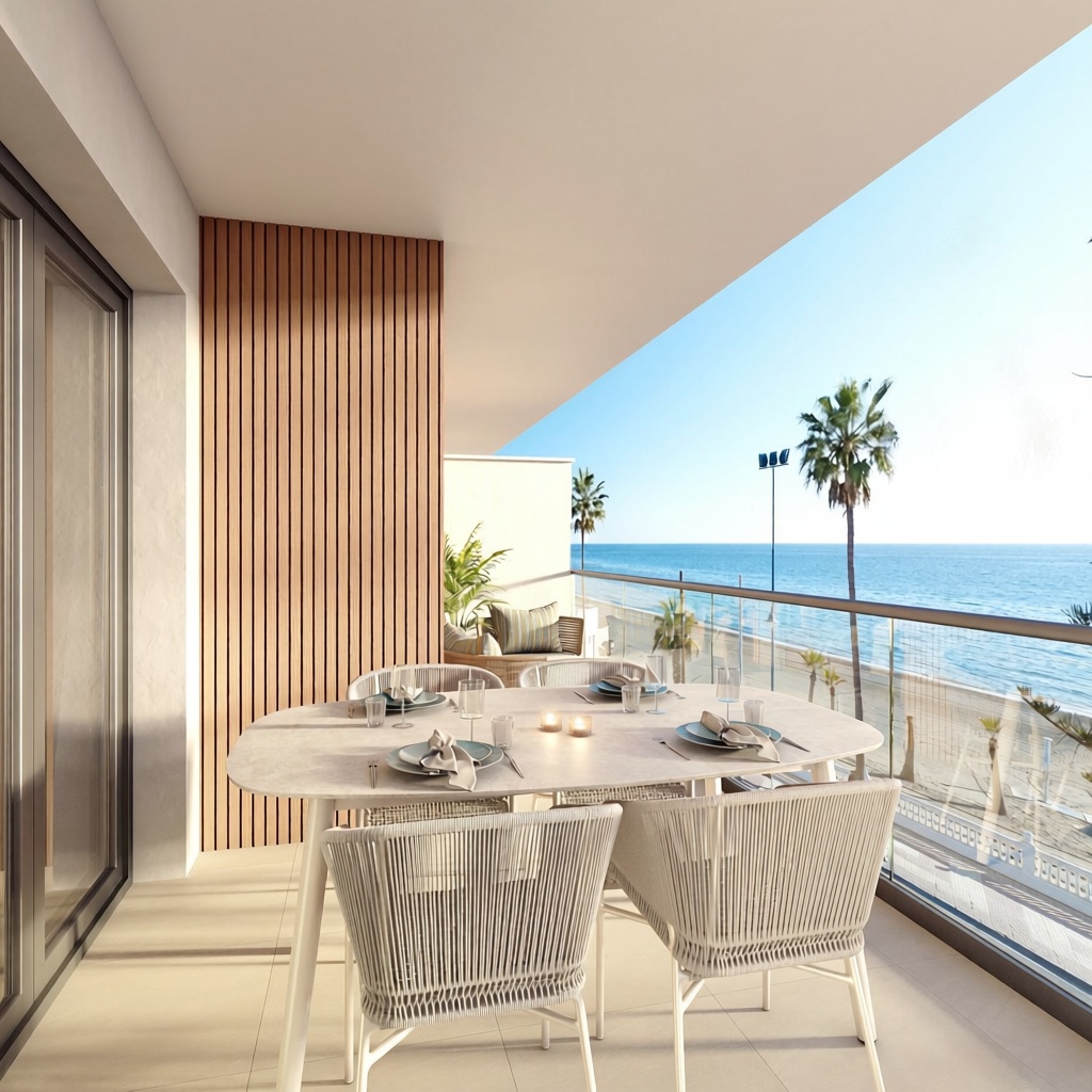 Beachfront flat in Torrox — Sea terrace