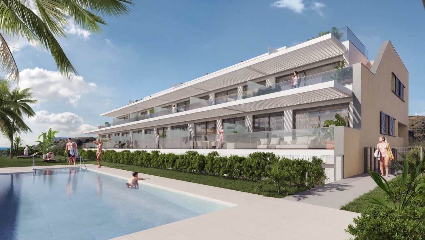 Duplex em primeira linha de praia em Benajarafe — Piscina