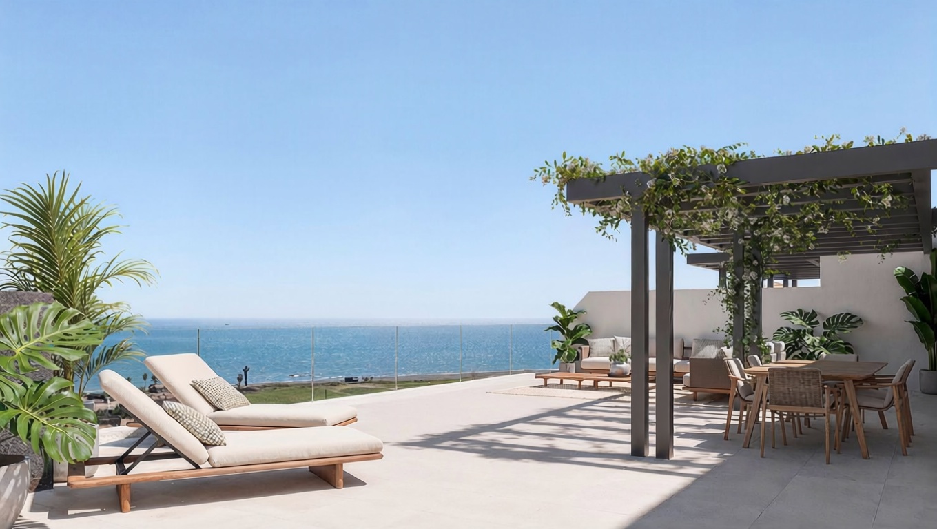 Appartement en première ligne de plage à Benajarafe — Terrasse mer