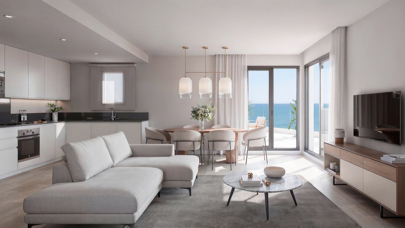 Appartement en première ligne de plage à Benajarafe — Séjour