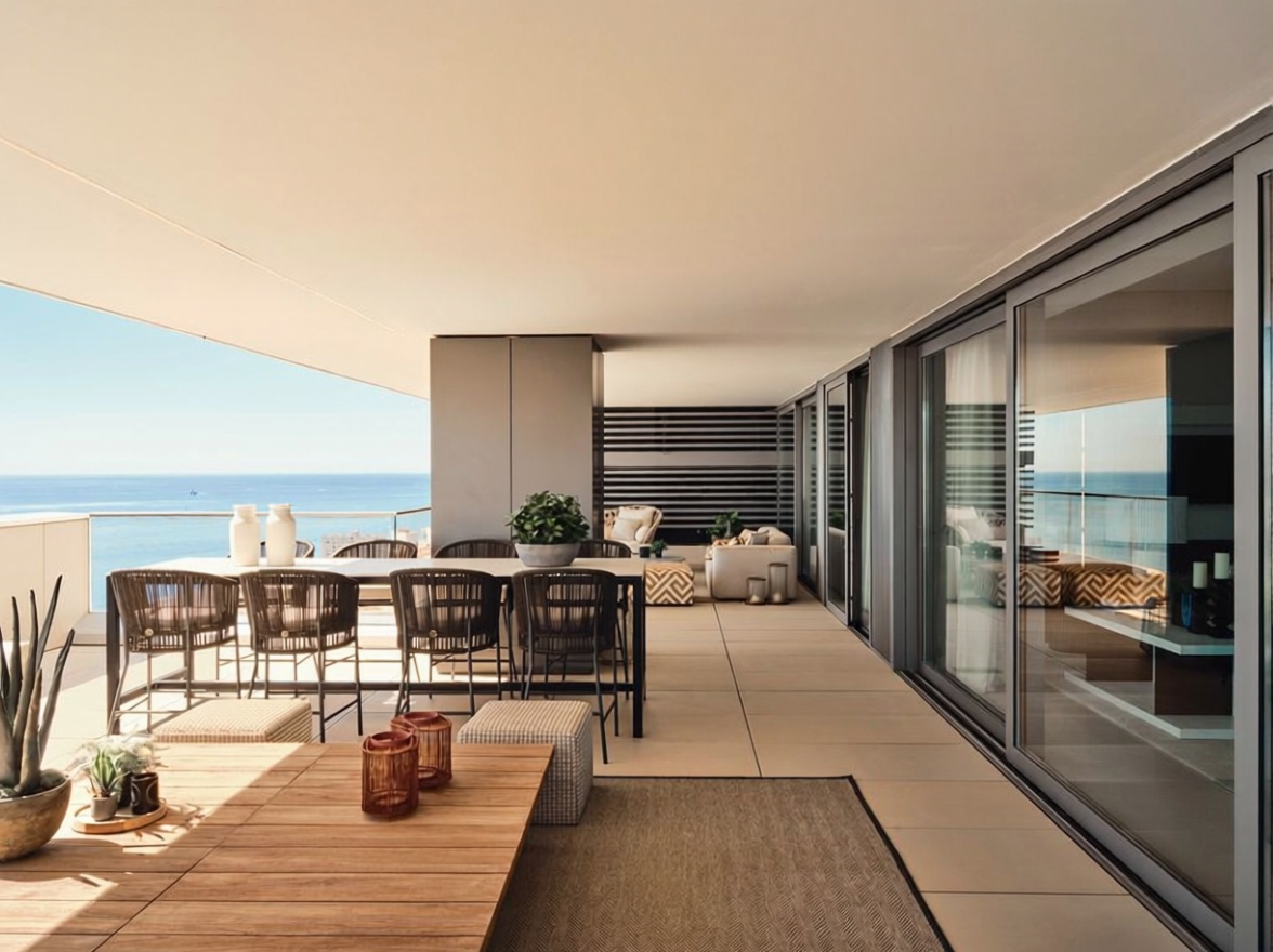 Apartamento em primeira linha de praia em Málaga — Terraço mar