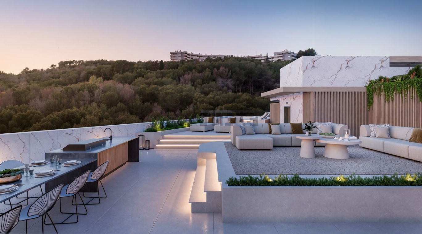 Appartement en attique en première ligne de mer à Málaga — Séjour