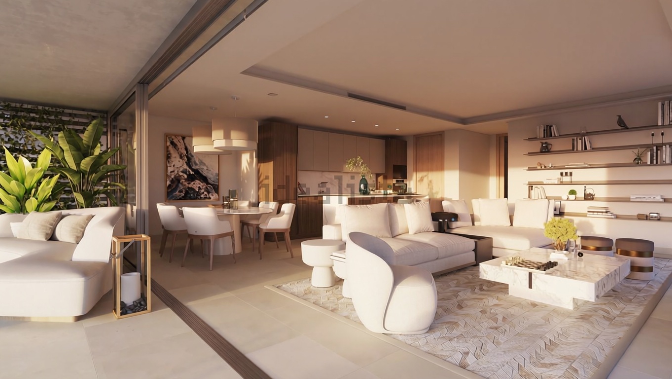 Appartement en première ligne de plage à Málaga — Séjour