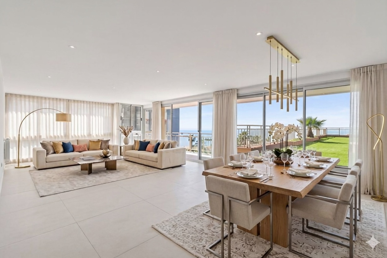 Appartement en attique en première ligne de mer à Málaga — Séjour