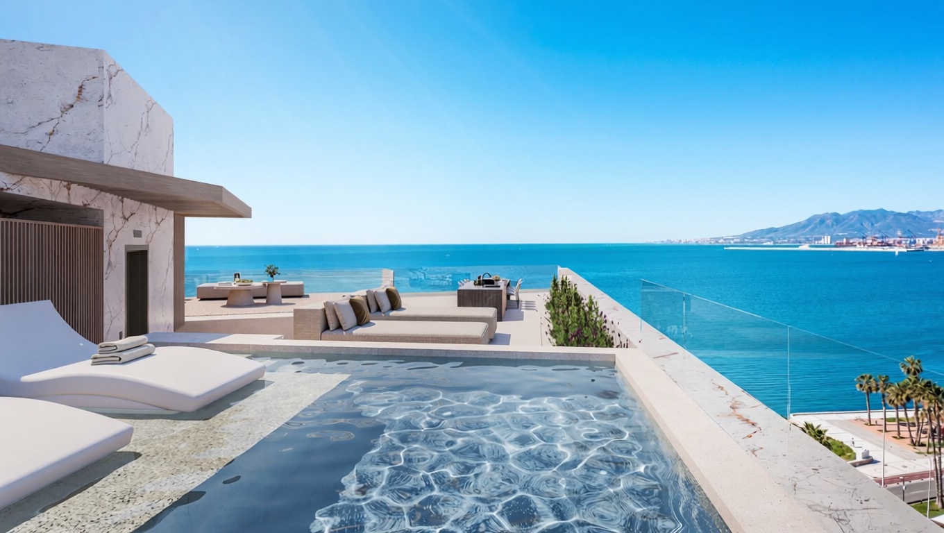 Apartamento em primeira linha de praia em Málaga — Terraço mar