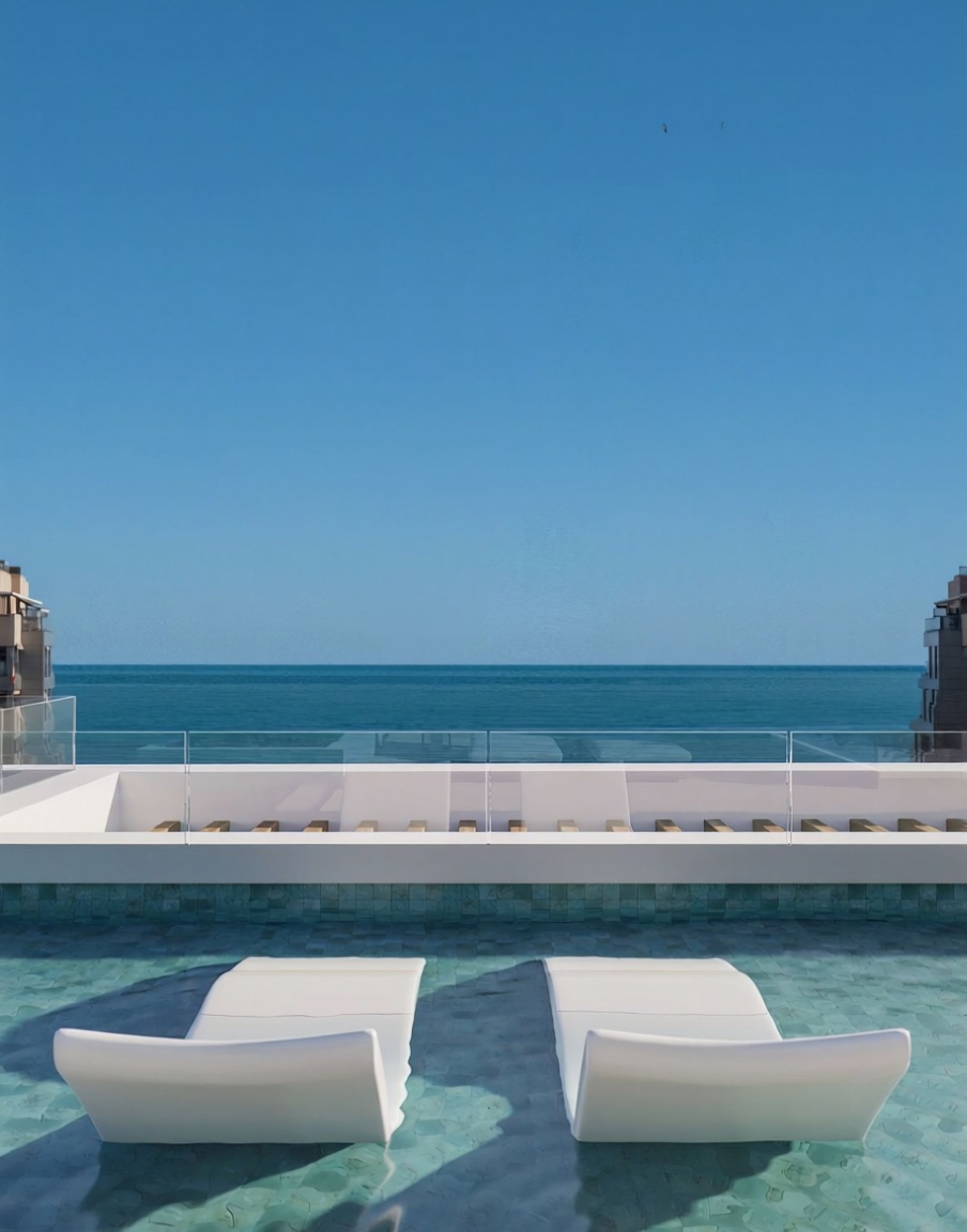 Apartamento em primeira linha de praia em Málaga — Piscina