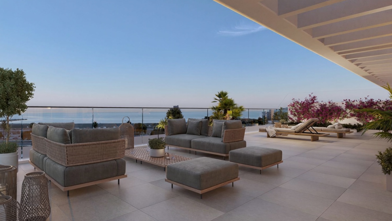 Appartement en première ligne de plage à Málaga — Terrasse mer