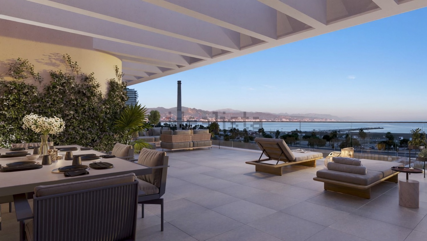 Appartement en première ligne de plage à Málaga — Terrasse mer