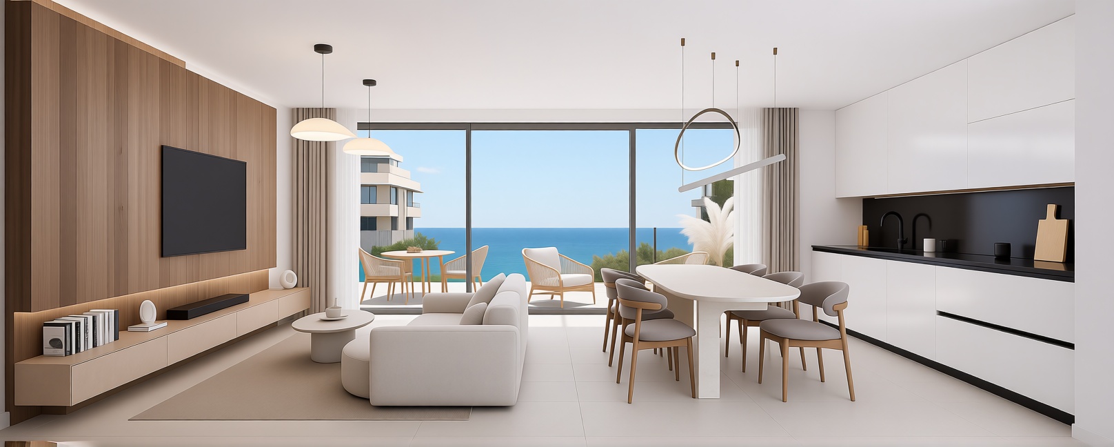 Appartement en première ligne de plage à Málaga — Séjour