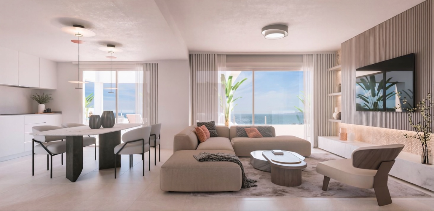 Appartement en première ligne de plage à Algarrobo-Costa — Séjour