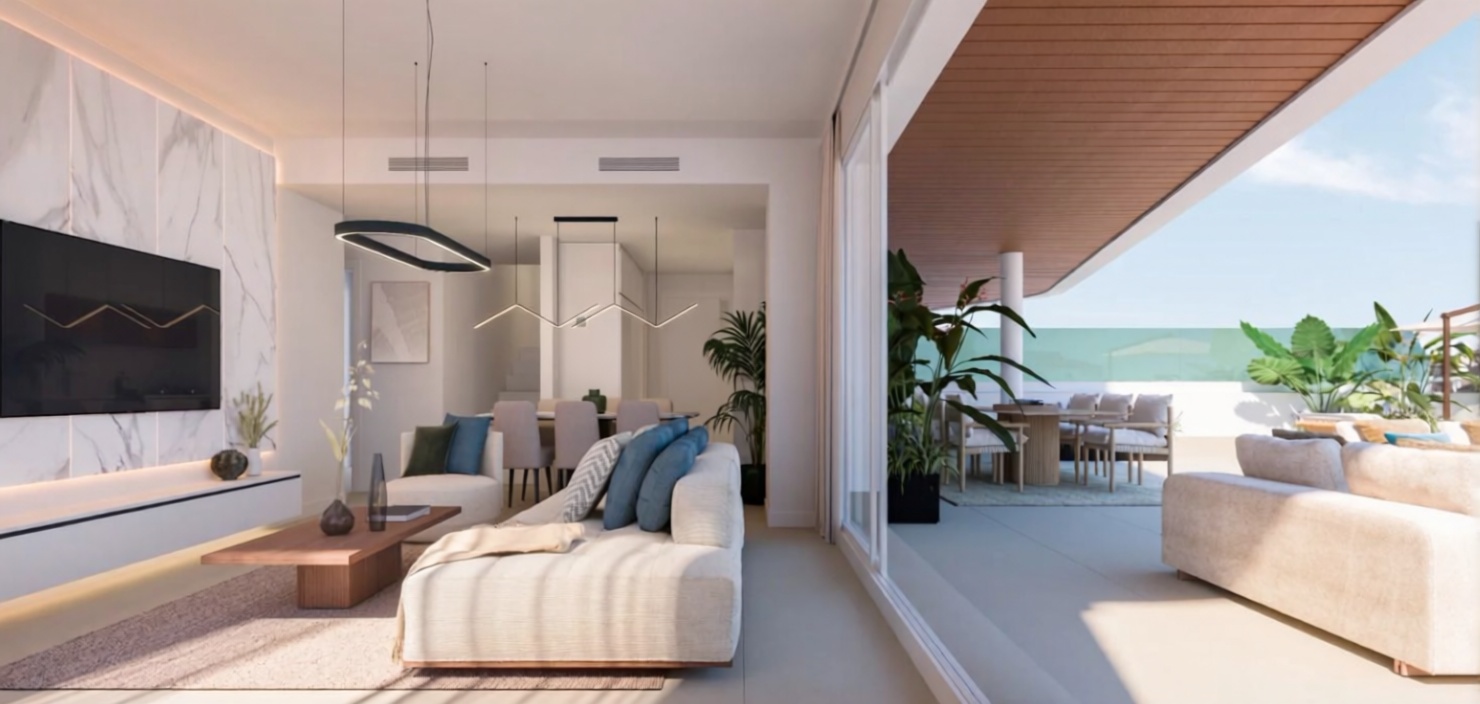Appartement en première ligne de plage à Torrox — Séjour