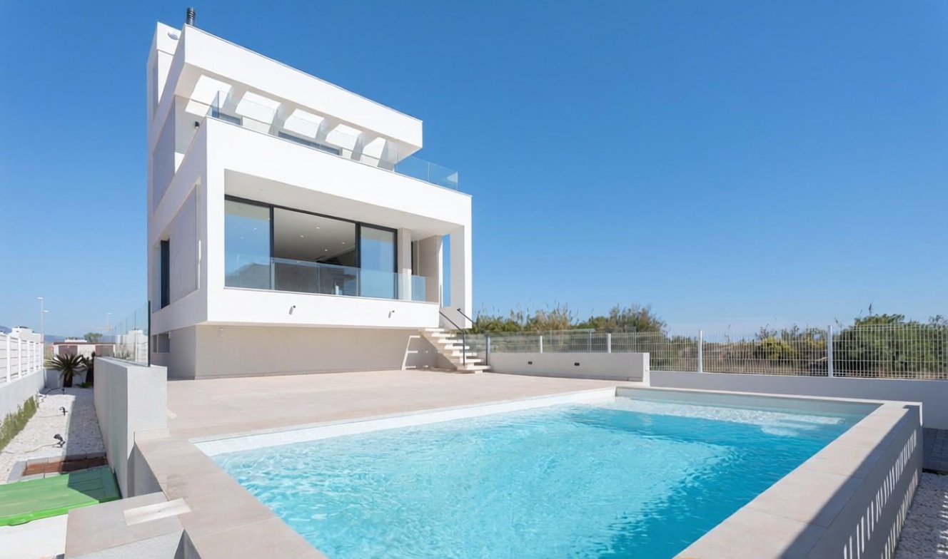 Chalet avec accès direct à la plage à Oliva — Piscine