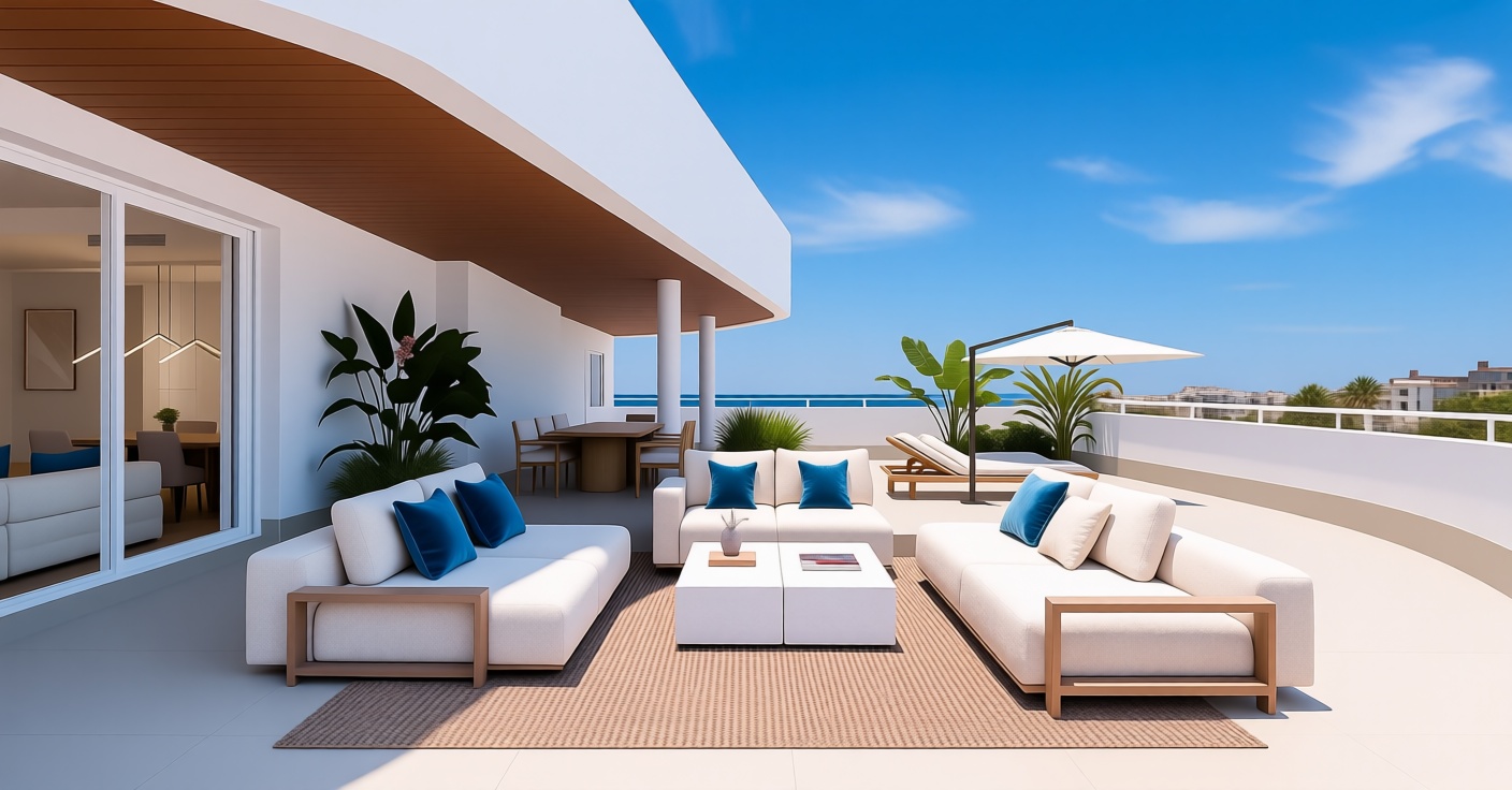 Appartement en première ligne de plage à Torrox — Terrasse mer