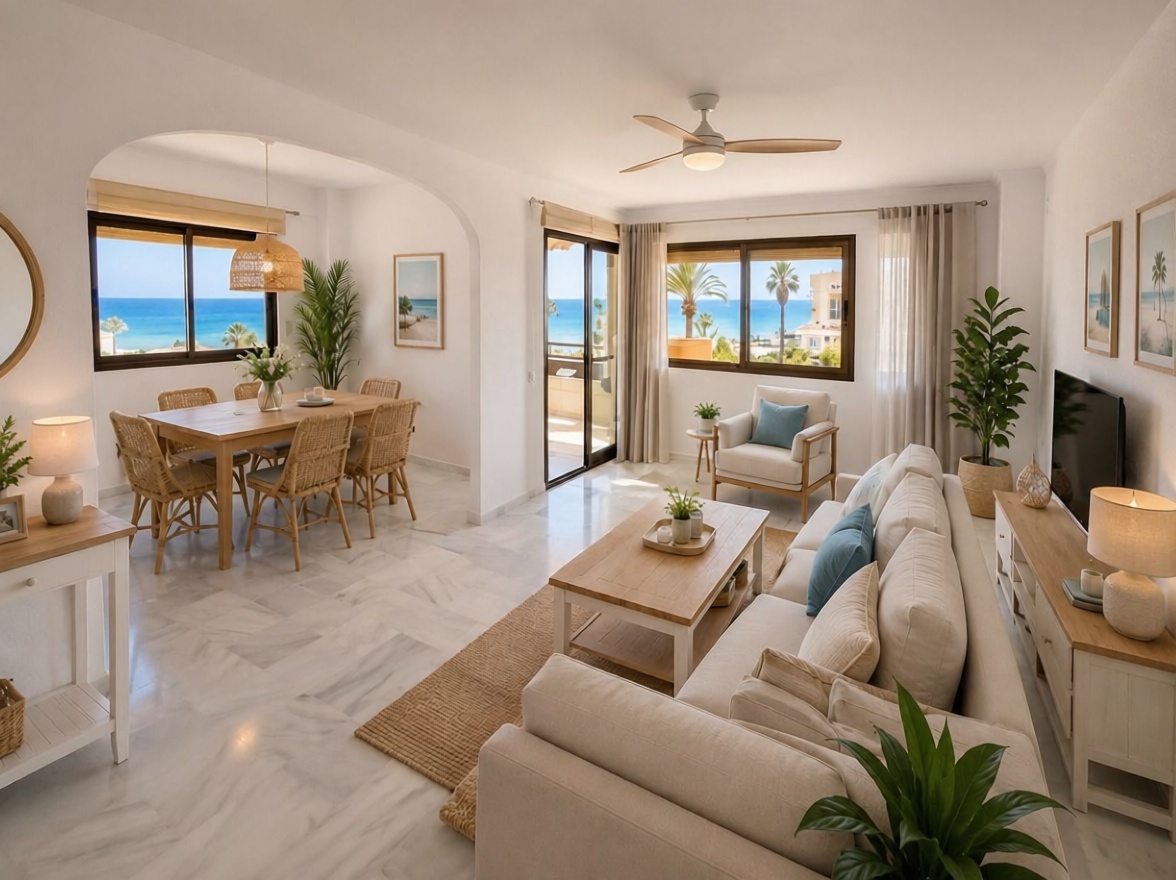 Appartement en première ligne de plage à Torremolinos — Séjour