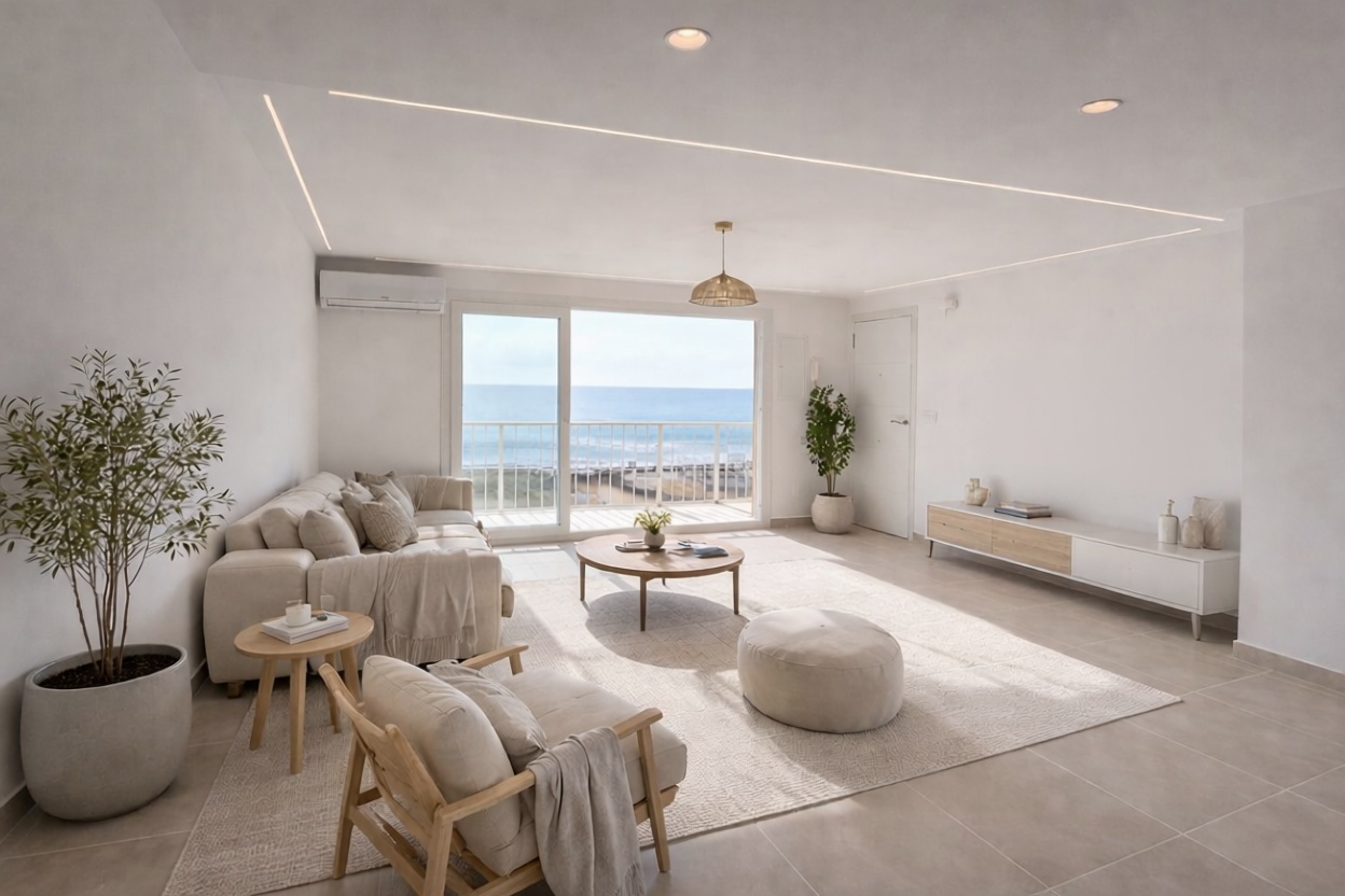 Appartement en première ligne de plage à Fuengirola — Séjour