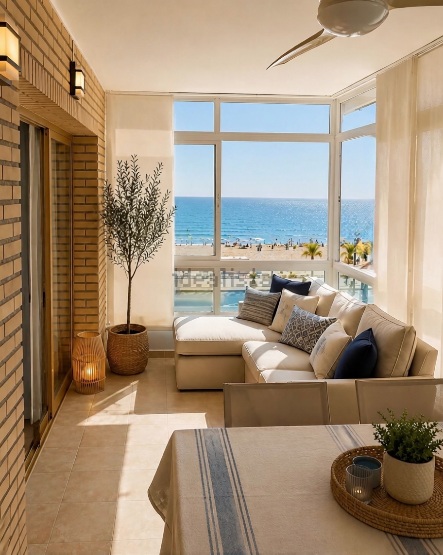 Appartement en première ligne de plage à Fuengirola — Terrasse mer