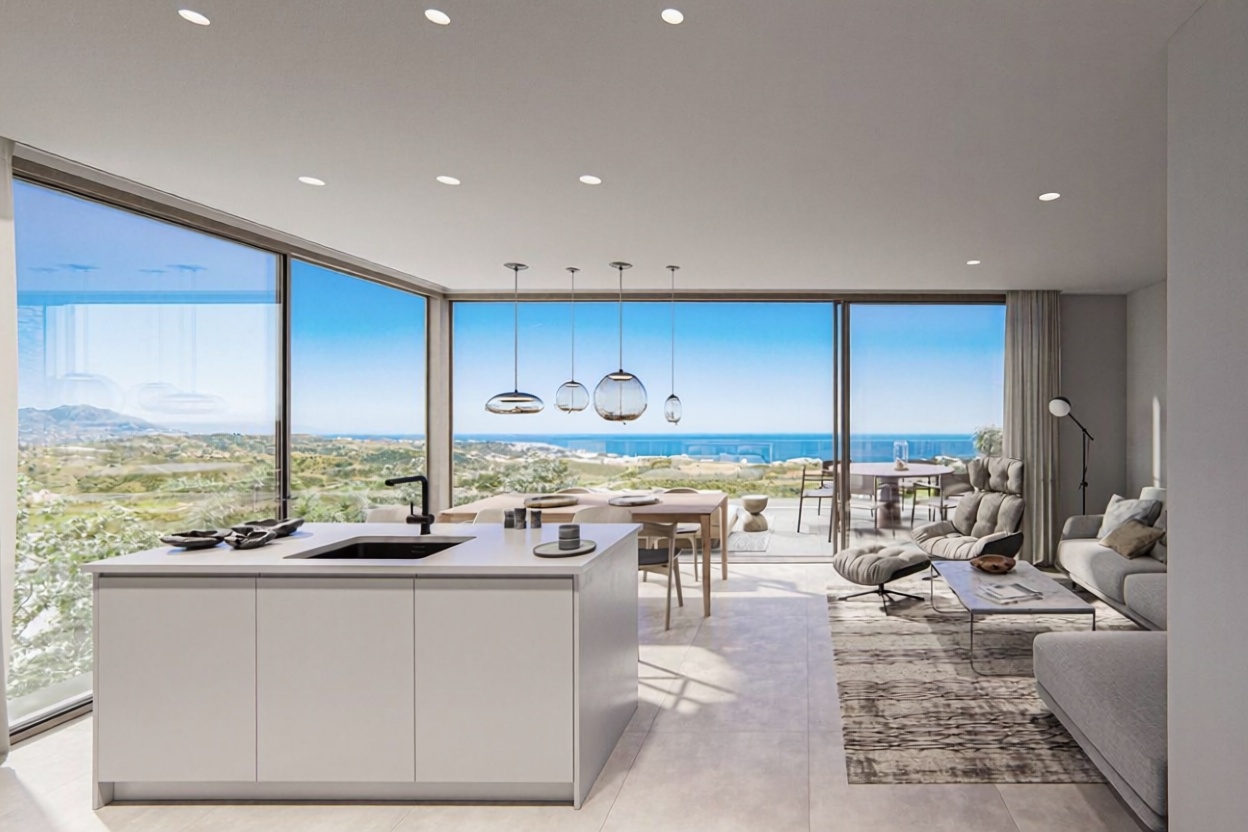 Appartement en attique en première ligne de mer à Mijas — Séjour