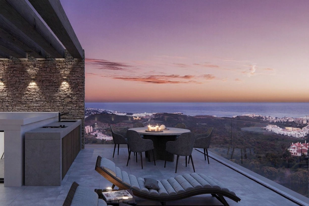 Appartement en attique en première ligne de mer à Mijas — Terrasse mer