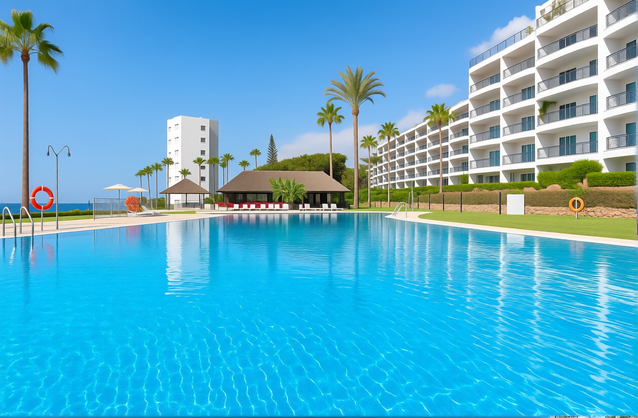 Piso en primera línea de playa en Mijas — Piscina