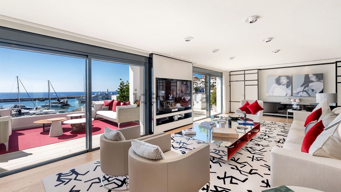 Seafront attic in Marbella — Living room