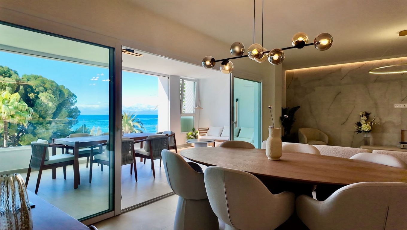 Appartement en première ligne de plage à Marbella — Coin repas