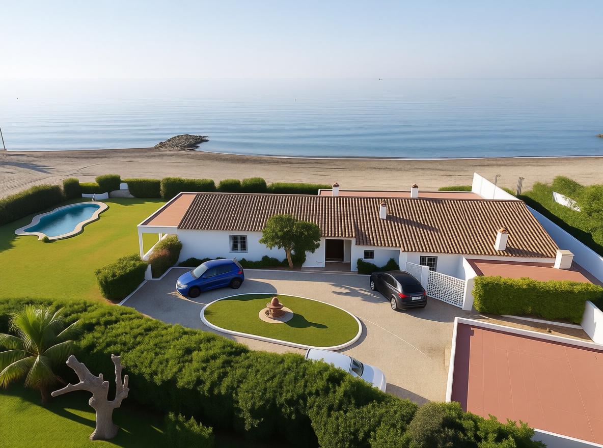 Chalet avec accès direct à la plage à Estepona — Vue aérienne