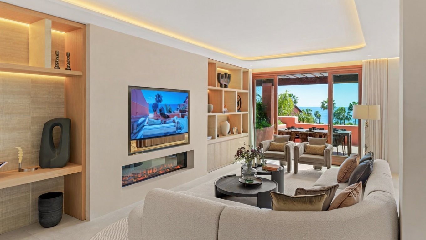 Appartement en attique en première ligne de mer à Estepona — Séjour