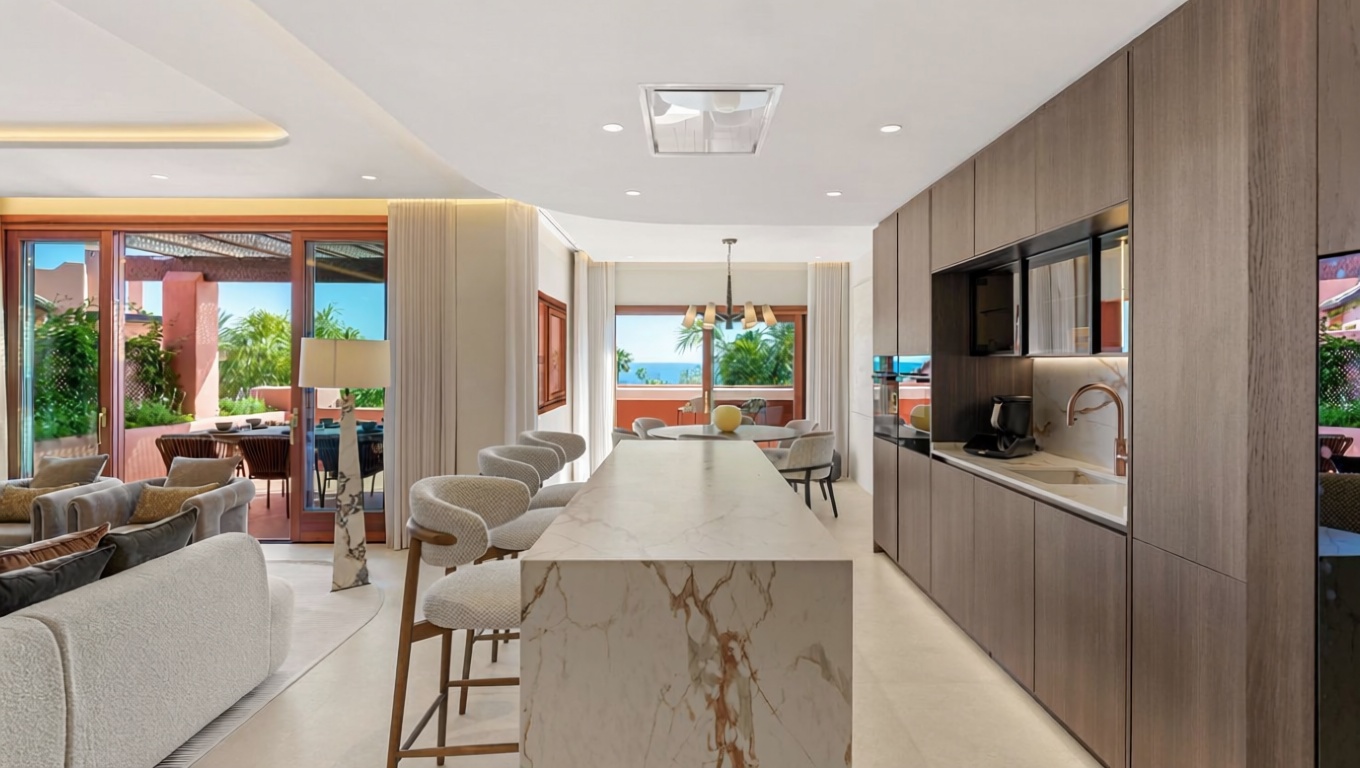 Appartement en attique en première ligne de mer à Estepona — Cuisine