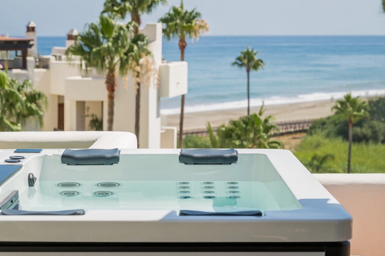 Duplex en première ligne de plage à Estepona — Vue mer