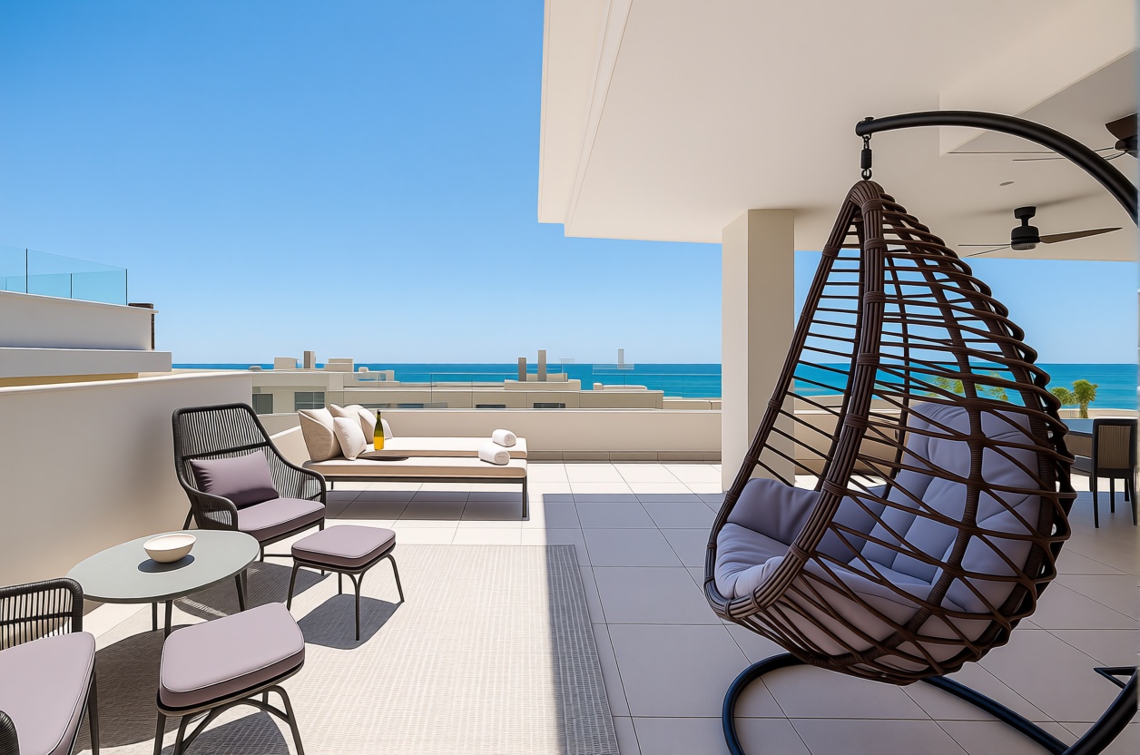 Beachfront flat in Estepona — Sea terrace