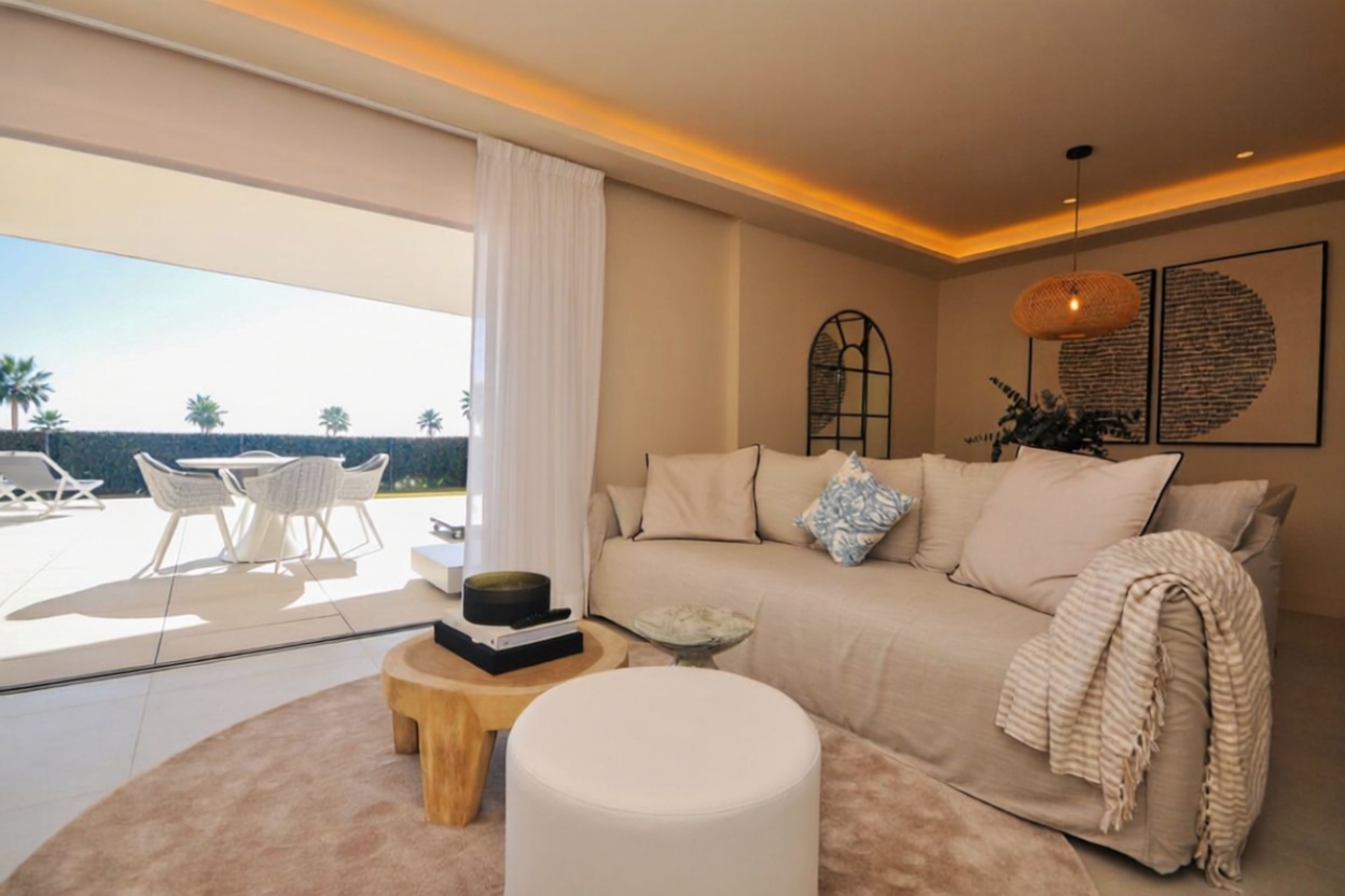 Appartement en première ligne de plage à Estepona — Séjour