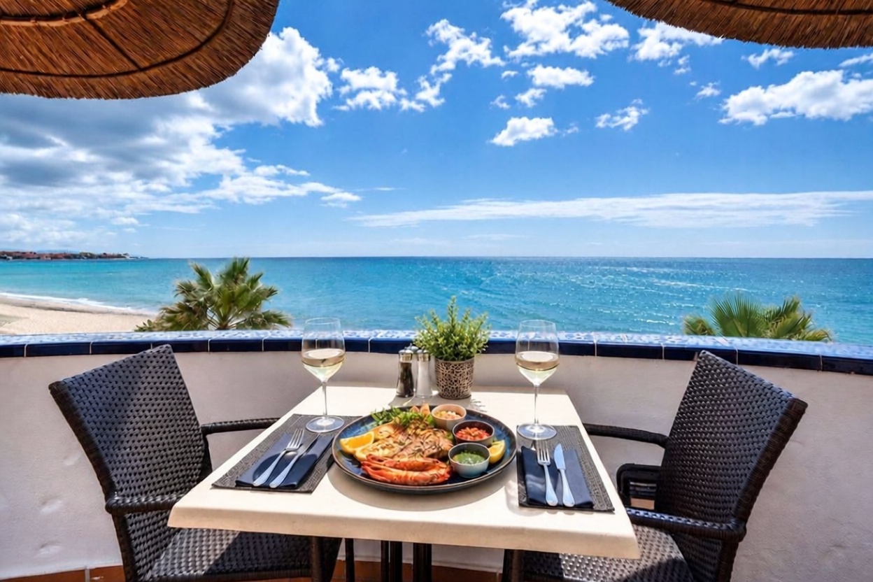 Beachfront flat in Estepona — Sea terrace