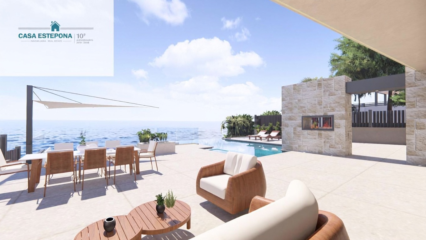 Chalet con acceso directo a playa en Estepona — Terraza mar