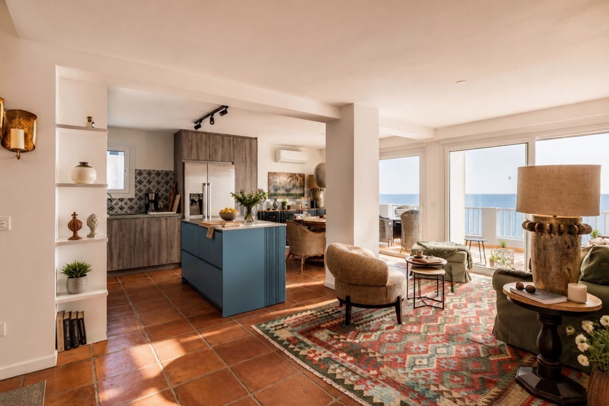 Dúplex en primera línea de playa en Estepona — Salón