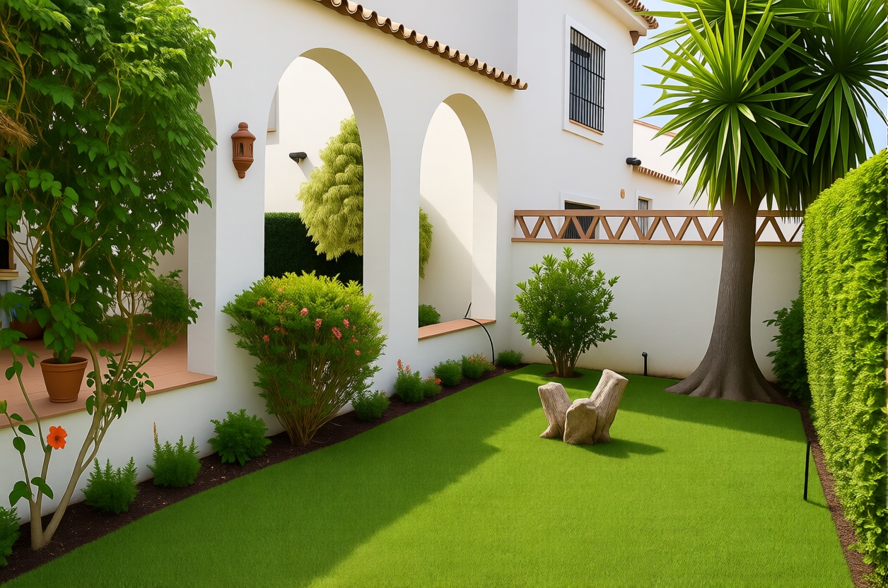 Chalet con acceso directo a playa en Estepona — Jardín