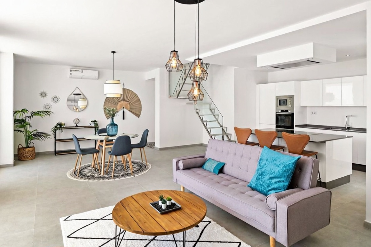 Appartement en attique en première ligne de mer à Estepona — Séjour