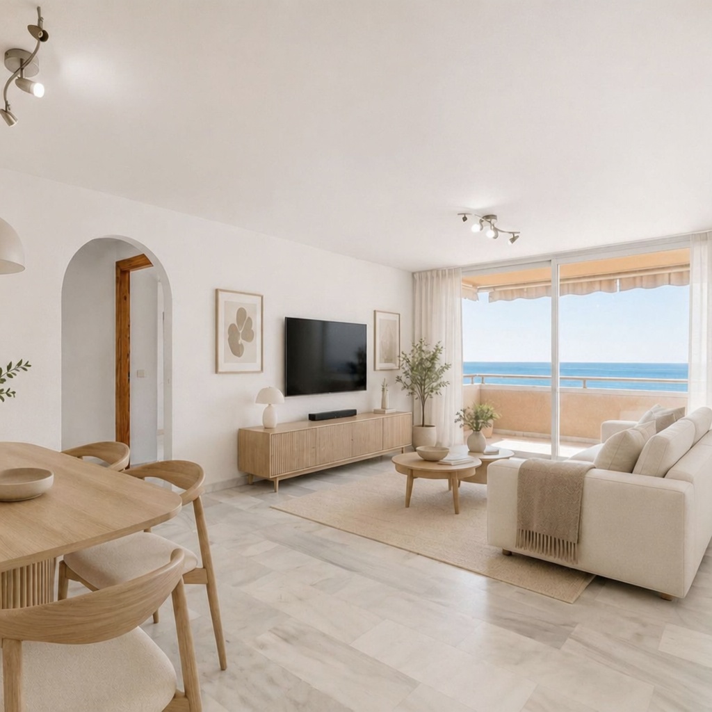 Piso en primera línea de playa en Estepona — Salón