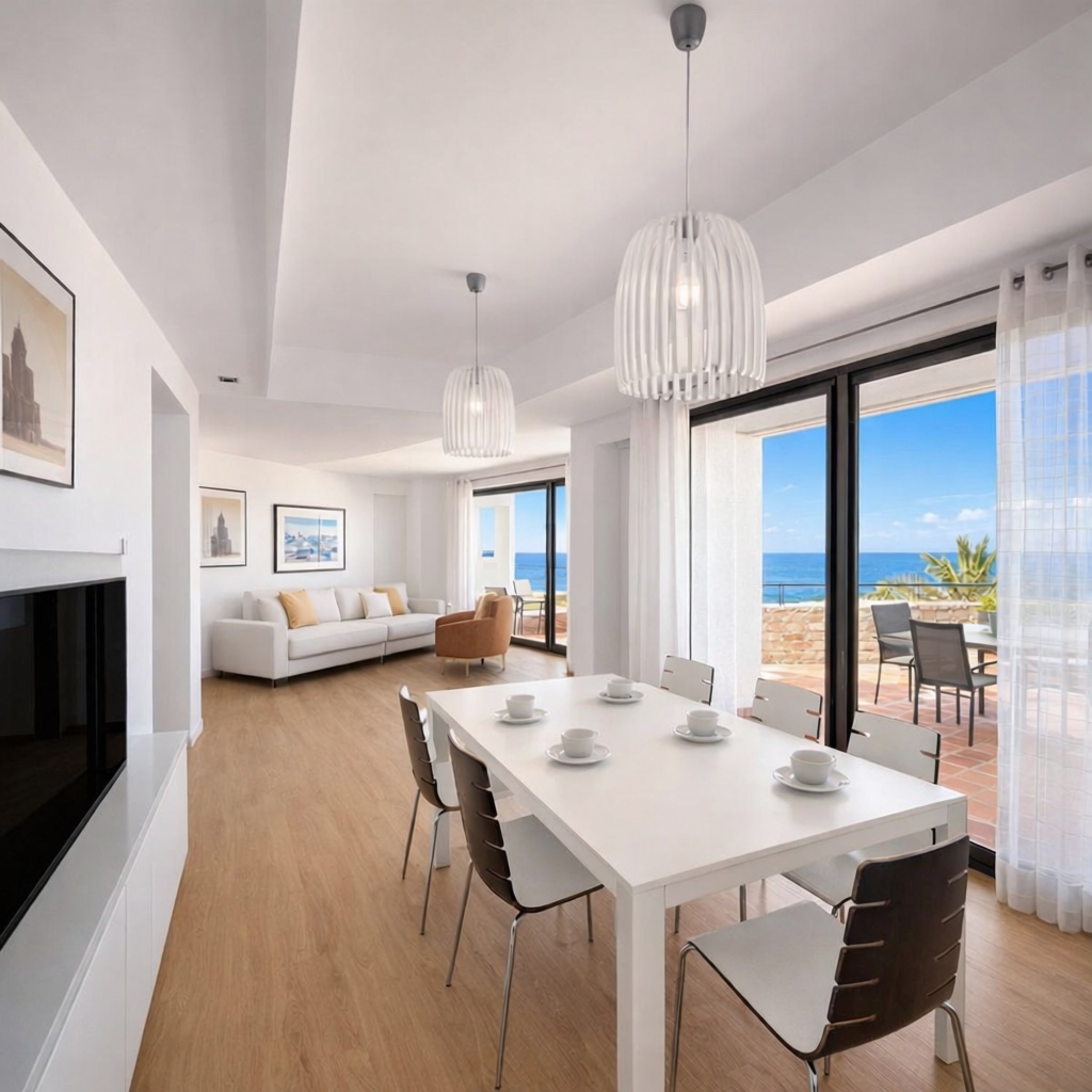Beachfront flat in Casares — Living room