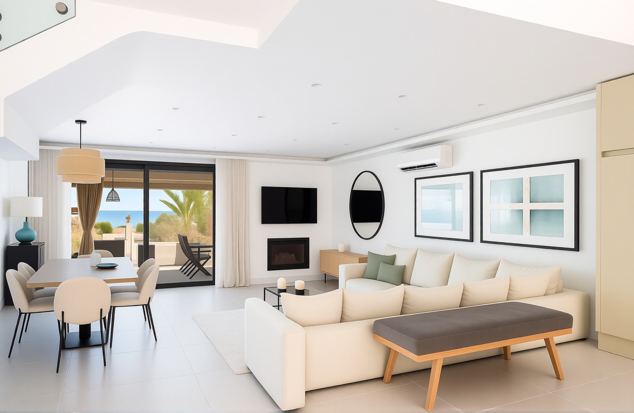 Chalet with direct beach access in Casares — Living room