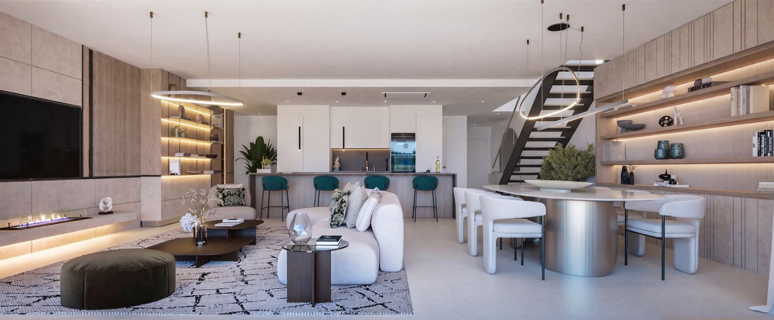 Beachfront flat in Manilva — Living room