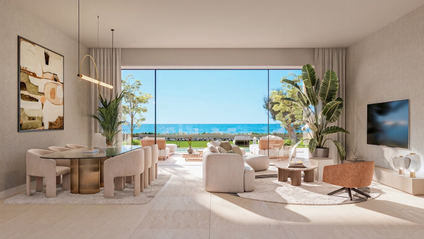 Beachfront flat in Manilva — Living room