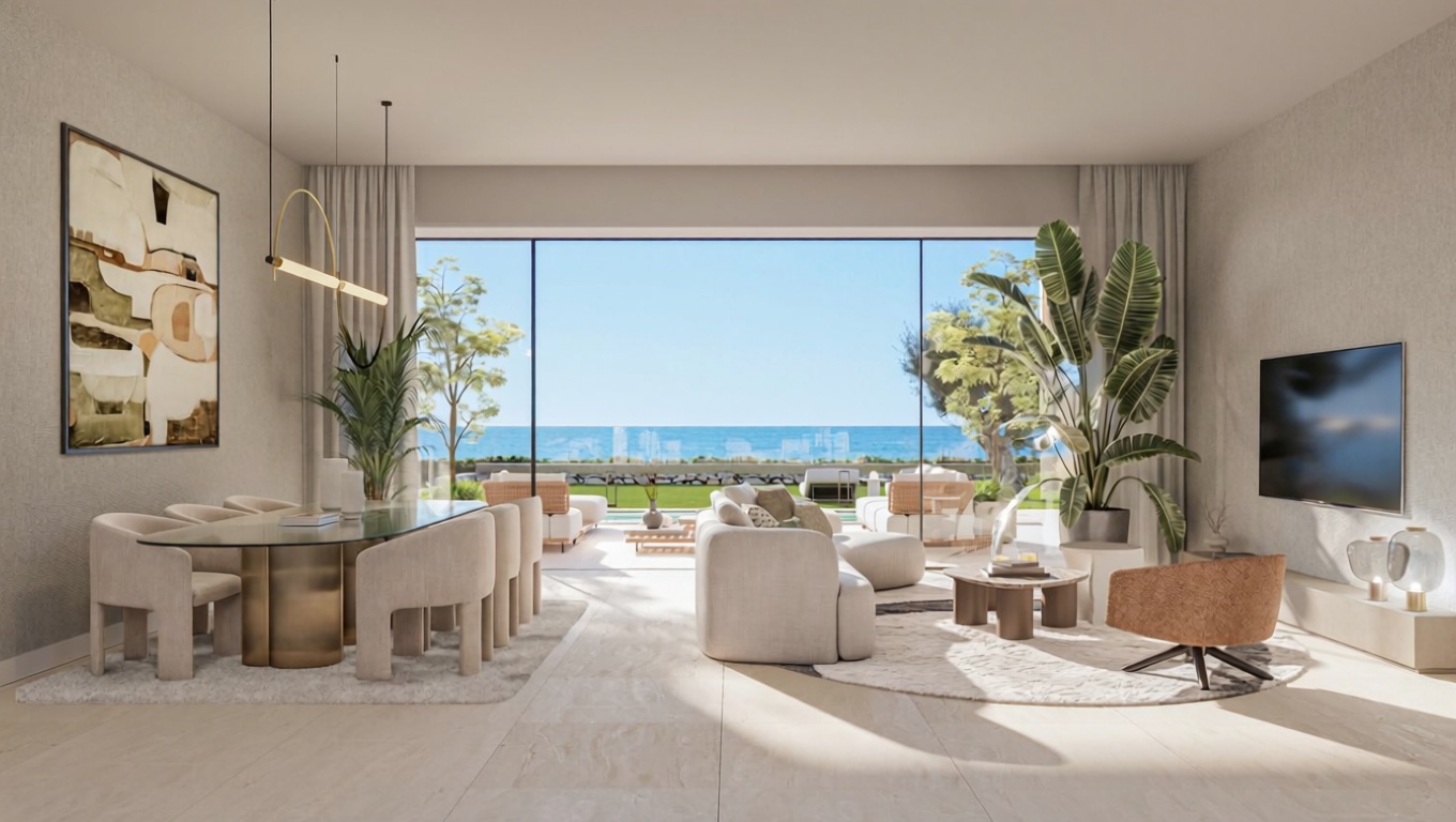 Beachfront flat in Manilva — Living room