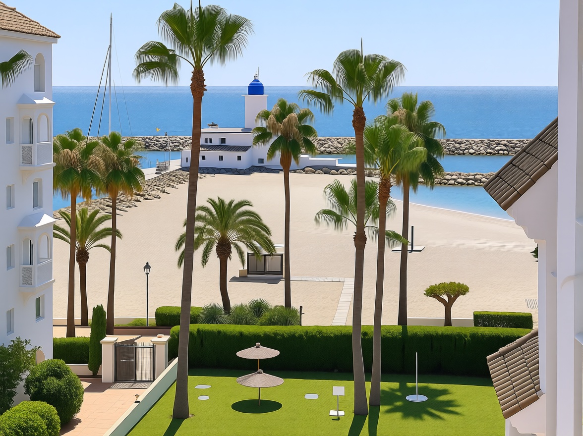 Beachfront flat in Manilva — Sea view