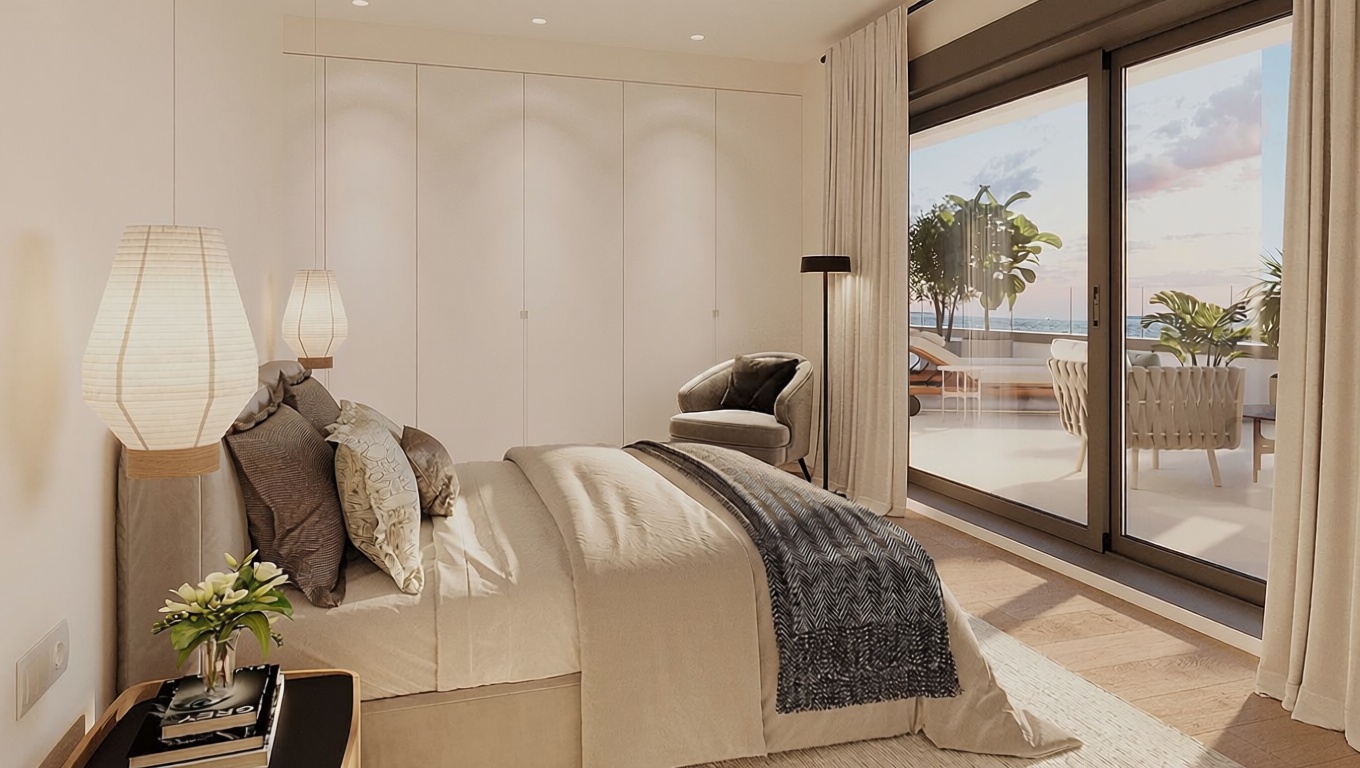 Apartamento em primeira linha de praia em La Pineda — Quarto