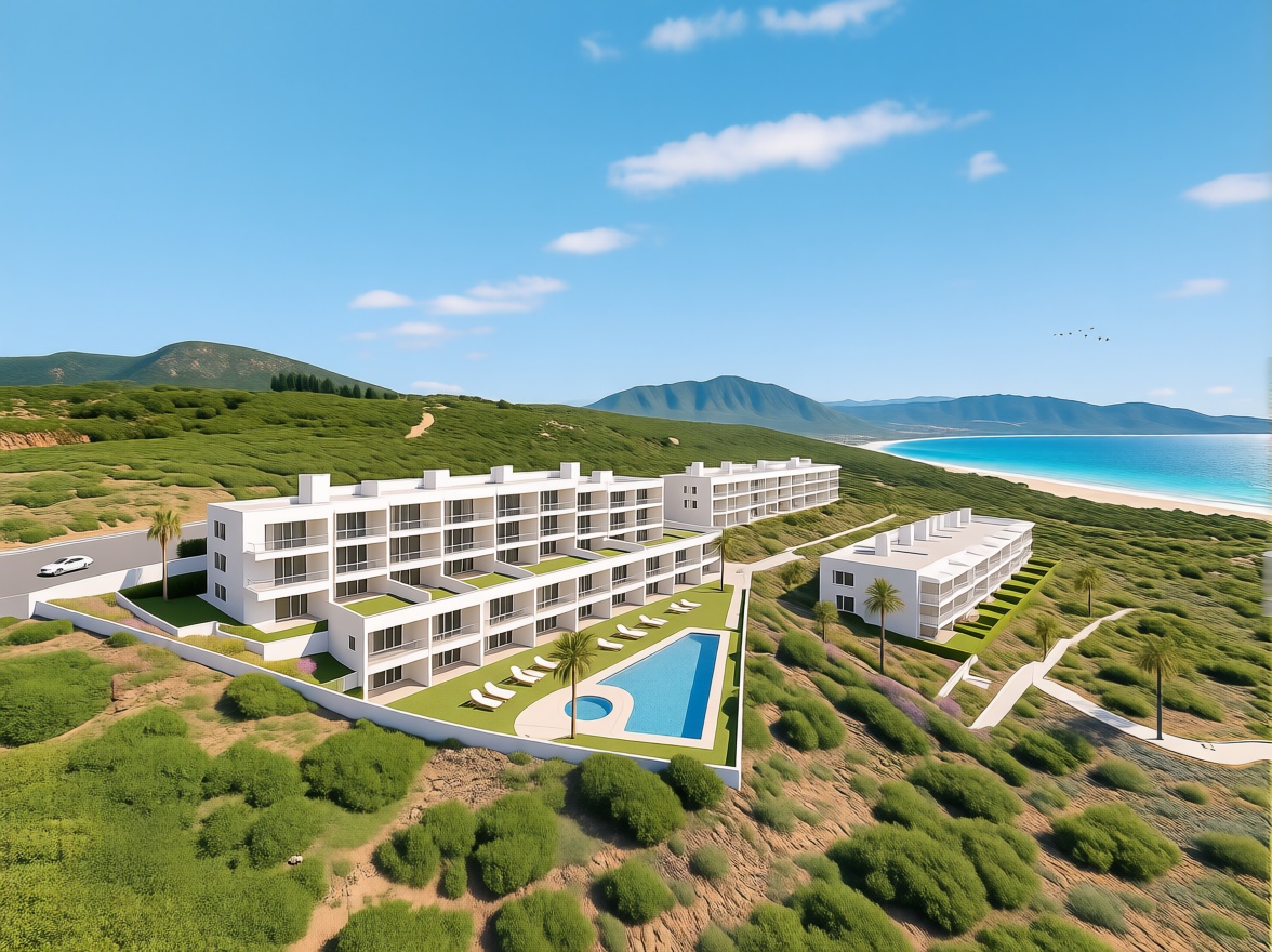 Beachfront flat in La Pineda — Aerial